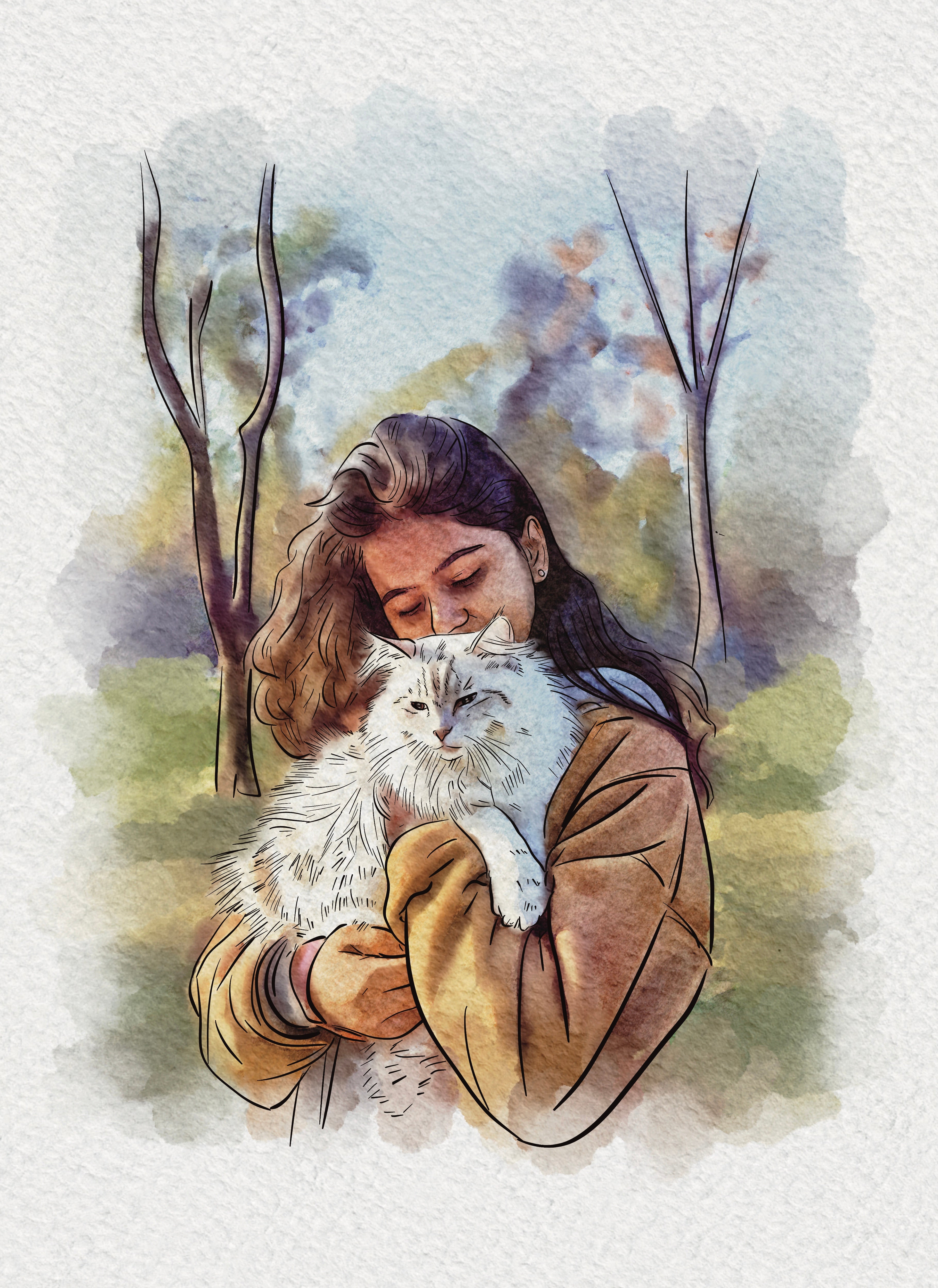 Pet Memorial Painting, Pet portrait painting from photo- My Happy World