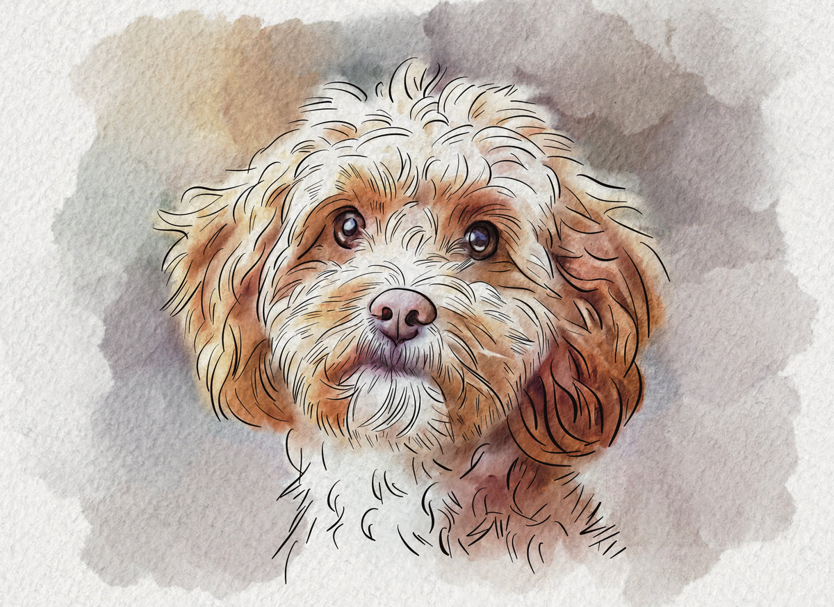 Custom Watercolor Pet Portrait Painting - My Happy World