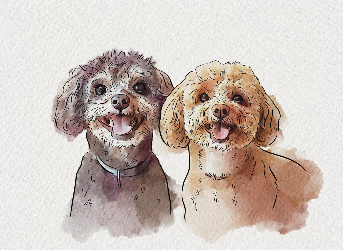 Pet Memorial Painting, Pet portrait painting from photo- My Happy World