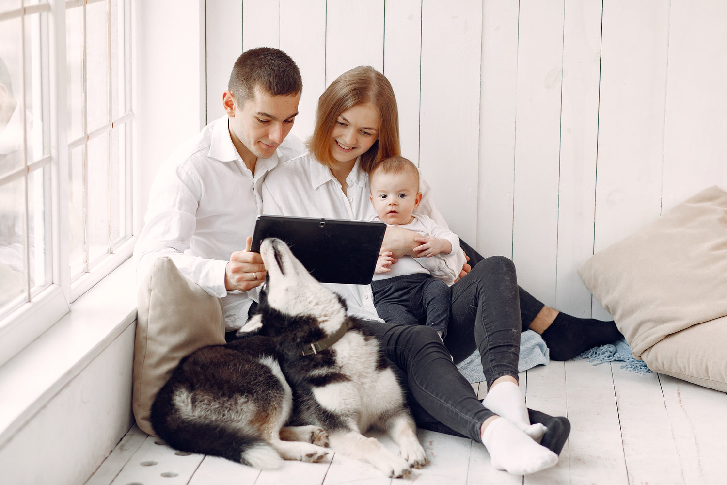 Custom Hand-Painted Family Portrait with Pets