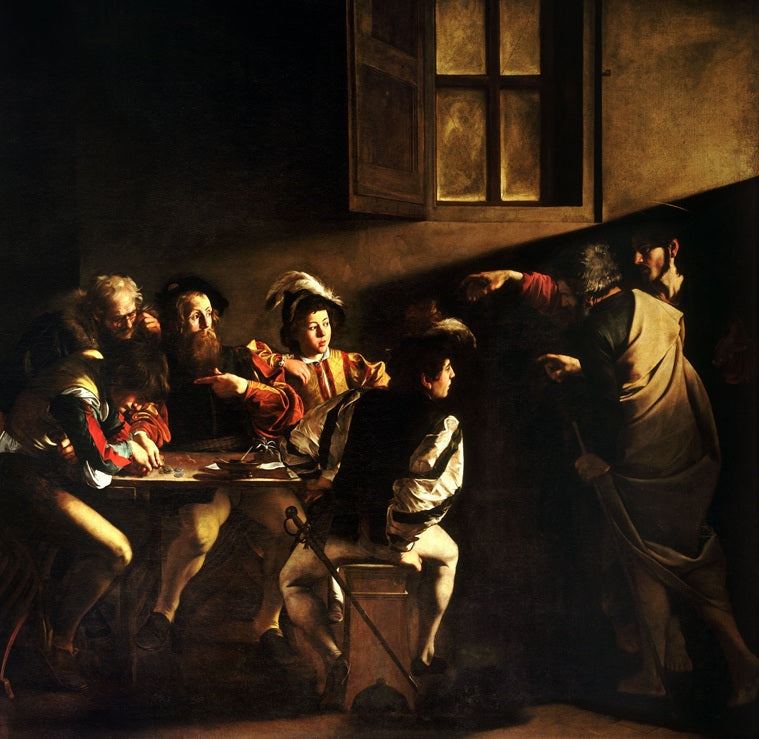 Oil painting : Caravaggio’s The Calling of Saint Matthew