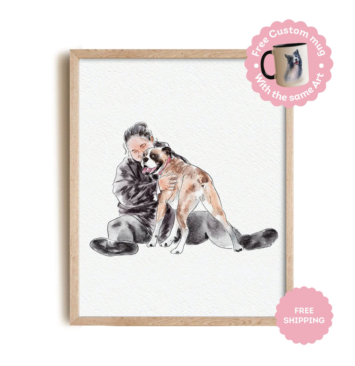 Custom Watercolor Pet Portrait Painting - My Happy World