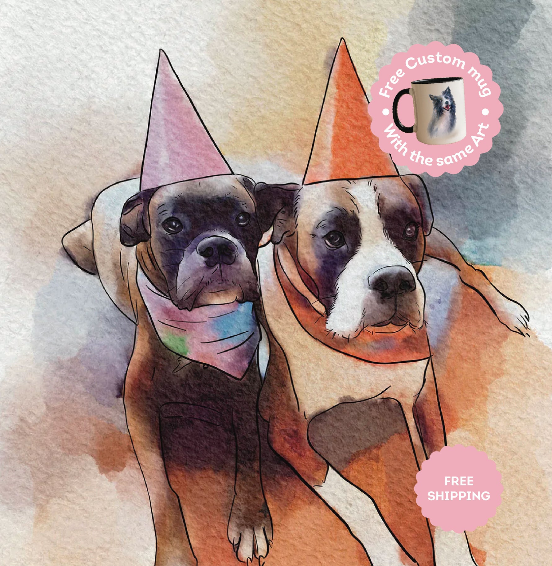 Pet Memorial Painting, Pet portrait painting from photo - My Happy World