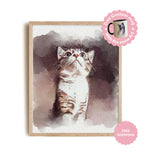 Watercolor Cat Painting, Pet portrait painting from photo - My Happy World