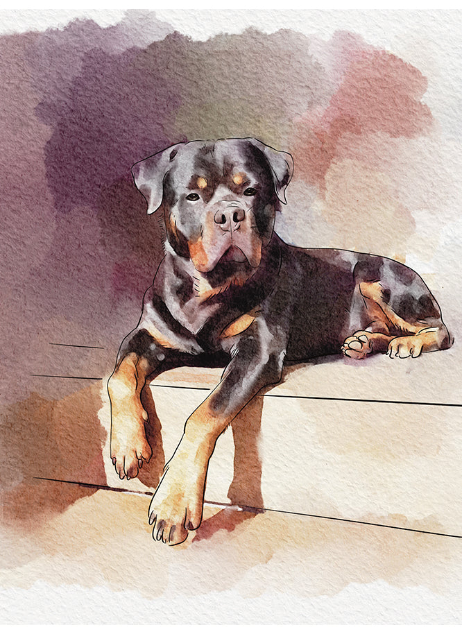Custom Watercolor Pet Portrait Painting - My Happy World