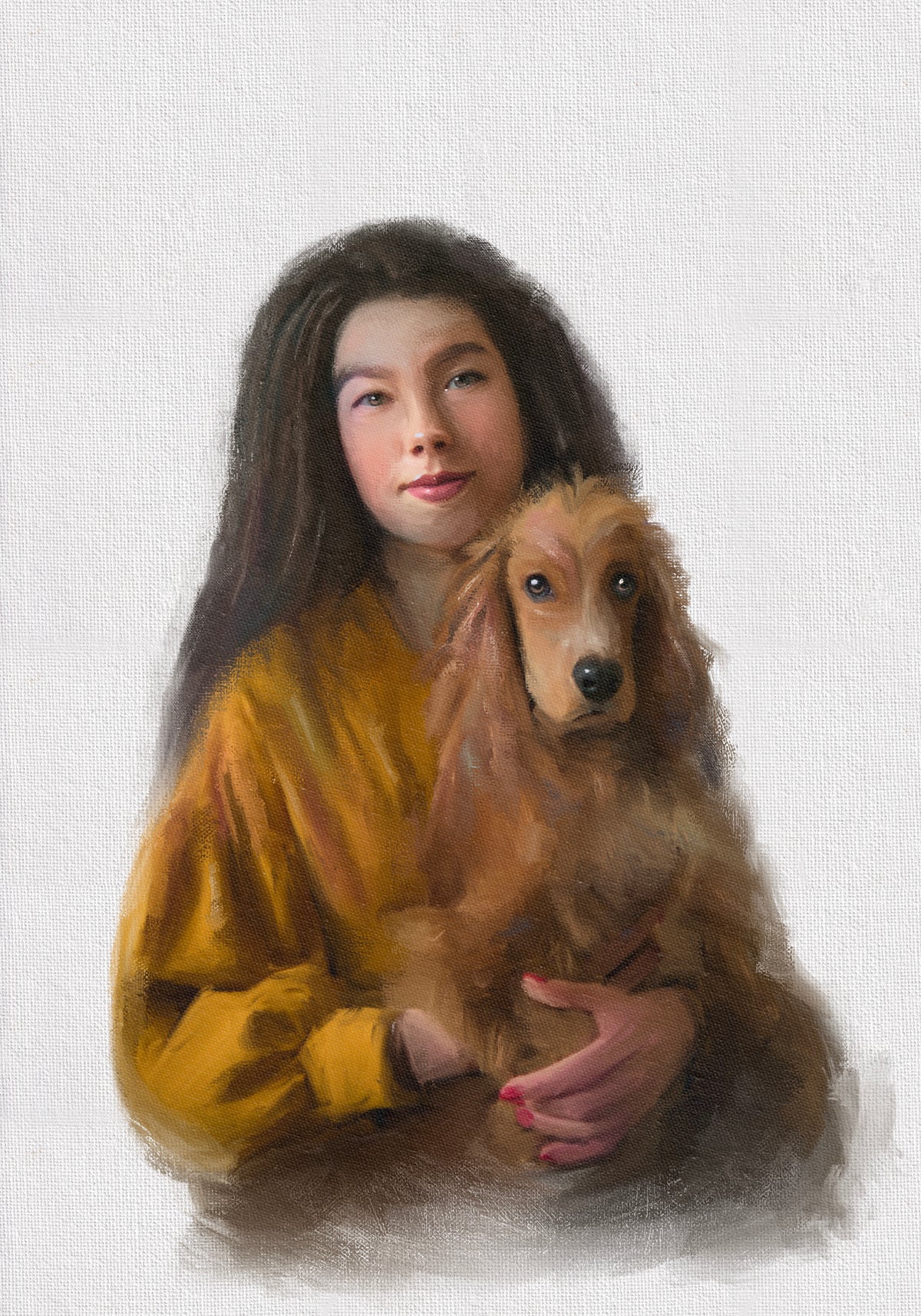 women and her pet portrait