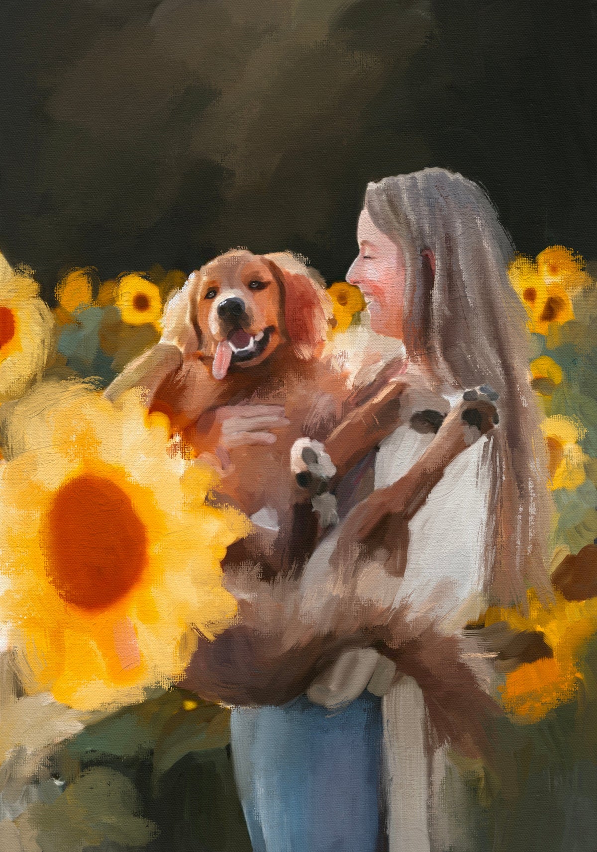 People & Pet oil painting